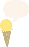 glace de dessin animé et bulle de dialogue dans un style rétro png