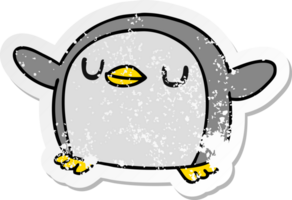 autocollant kawaii dessin animé en détresse d'un pingouin mignon png