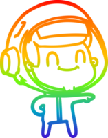 desenho de linha de gradiente de arco-íris homem de astronauta feliz dos desenhos animados png
