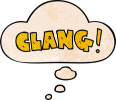 cartoon word clang and thought bubble in grunge texture pattern style png