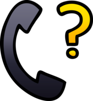 gradient shaded cartoon telephone receiver with question mark png