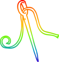 rainbow gradient line drawing cartoon needle and thread png