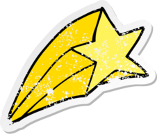 distressed sticker of a cartoon shooting star png