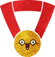 retro illustration style cartoon gold medal png