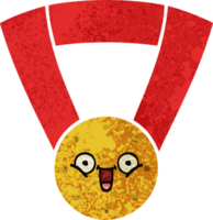 retro illustratie stijl cartoon gouden medaille png