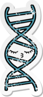 bedrövad klistermärke av en söt tecknad DNA-sträng png