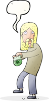 cartoon hippie man with bag of weed with speech bubble png