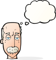 cartoon bored old man with thought bubble png