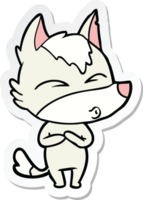 sticker of a cartoon wolf whistling png