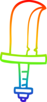 arco iris gradiente línea dibujo dibujos animados espada dorada png