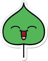 sticker of a cute cartoon expressional leaf png