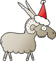 gradient cartoon of a goat wearing santa hat png