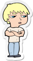 sticker of a cartoon annoyed boy png