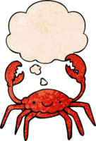crabe de dessin animé et bulle de pensée dans le style de motif de texture grunge png