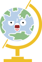 Flache Farbe Retro-Cartoon-Globus der Welt png