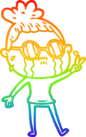 Regenbogengradientenlinie Zeichnung Cartoon weinende Frau mit Brille png