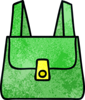 Retro-Grunge-Textur Cartoon grüne Tasche png