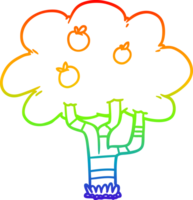 rainbow gradient line drawing cartoon apple tree png