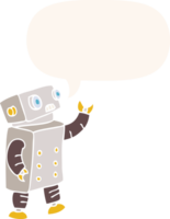 robô de desenho animado e bolha de fala em estilo retrô png
