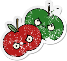 distressed sticker of a cute cartoon juicy apple png