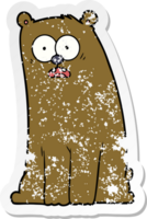 distressed sticker of a cartoon surprised bear png