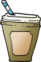 cartoon doodle coffee cup with straw png