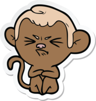 sticker of a cartoon annoyed monkey png