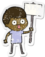 distressed sticker of a cartoon man staring png