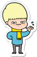 sticker of a annoyed cartoon boy png