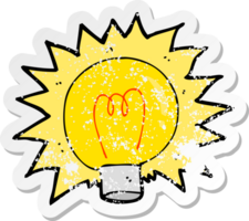 retro distressed sticker of a cartoon electric light bulb png