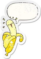 cartoon banana and speech bubble distressed sticker png