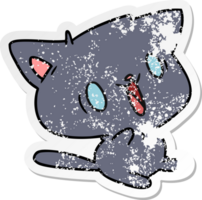 distressed sticker cartoon of cute kawaii cat png