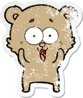 distressed sticker of a laughing teddy  bear cartoon png