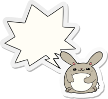 lapin de dessin animé et autocollant de bulle de dialogue png