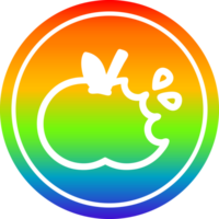 bitten apple circular in rainbow spectrum png