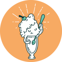 icon of tattoo style ice cream character png