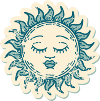 pegatina angustiada icono de estilo tatuaje de un sol png