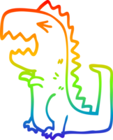 rainbow gradient line drawing cartoon roaring t rex png