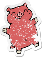 distressed sticker of a cartoon pig png