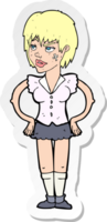 sticker of a cartoon tough woman with hands on hips png