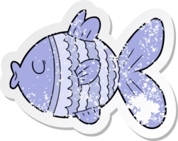 distressed sticker of a cartoon fish png