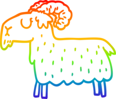 rainbow gradient line drawing cartoon black goat png