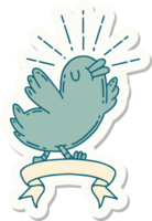 sticker of a tattoo style happy bird png