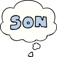 cartoon word son with thought bubble png