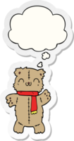 dibujos animados osito de peluche oso con pensamiento burbuja como un impreso pegatina png