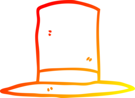 warm gradient line drawing of a cartoon top hat png