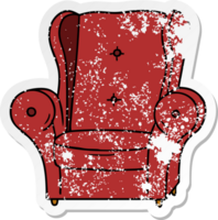 hand drawn distressed sticker cartoon doodle of an old armchair png