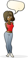 cartoon attractive girl with speech bubble png