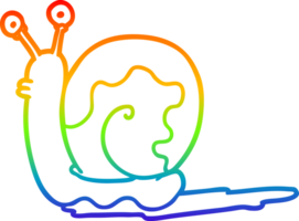 rainbow gradient line drawing of a cartoon snail png