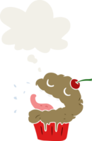 desenho animado Bolinho com pensamento bolha dentro retro estilo png